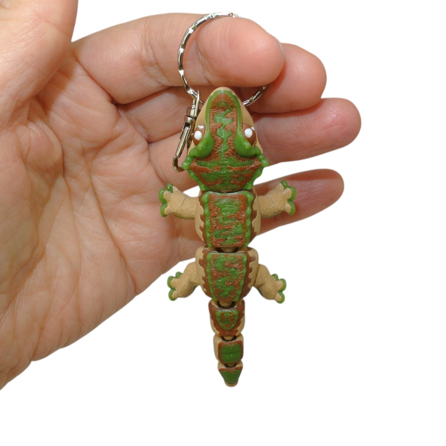 Swamp Green Lizard 3D Printed Keychain – Flexi Animal Charm