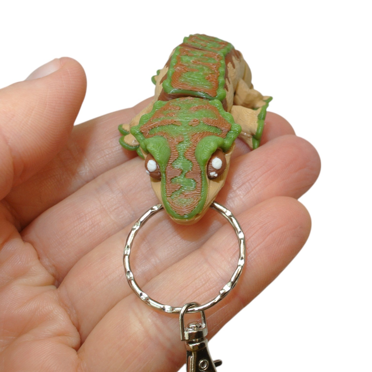 Swamp Green Lizard 3D Printed Keychain – Flexi Animal Charm