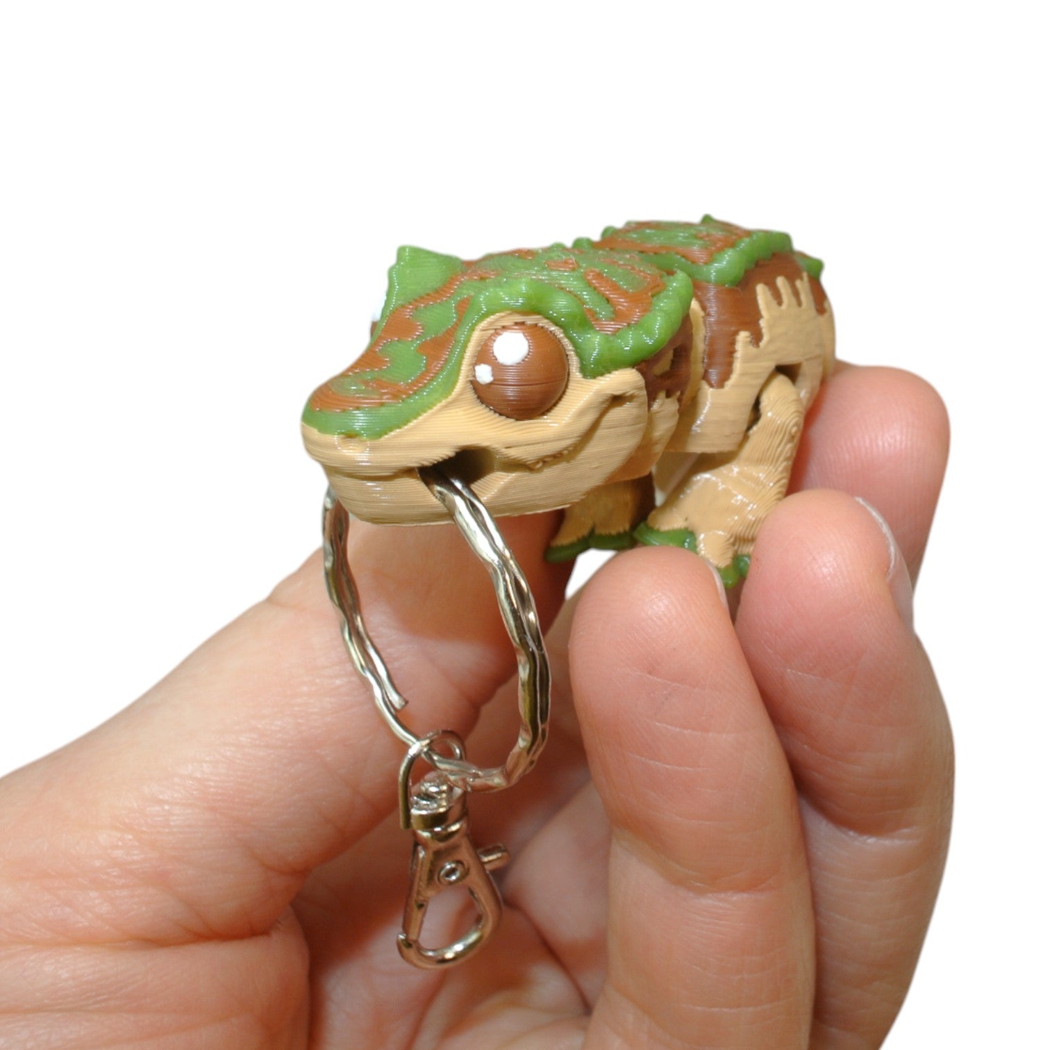 Swamp Green Lizard 3D Printed Keychain – Flexi Animal Charm