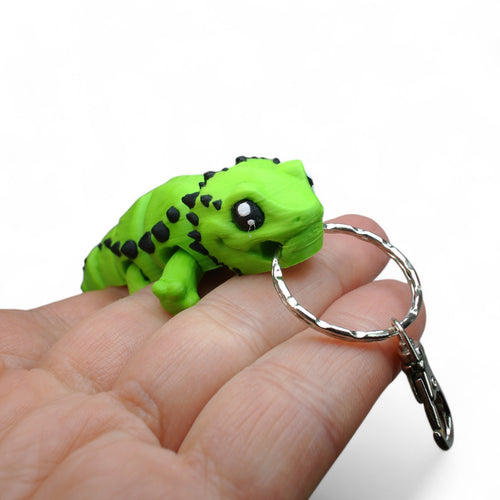 Green Lizard 3D Printed Keychain – Flexi Animal Charm