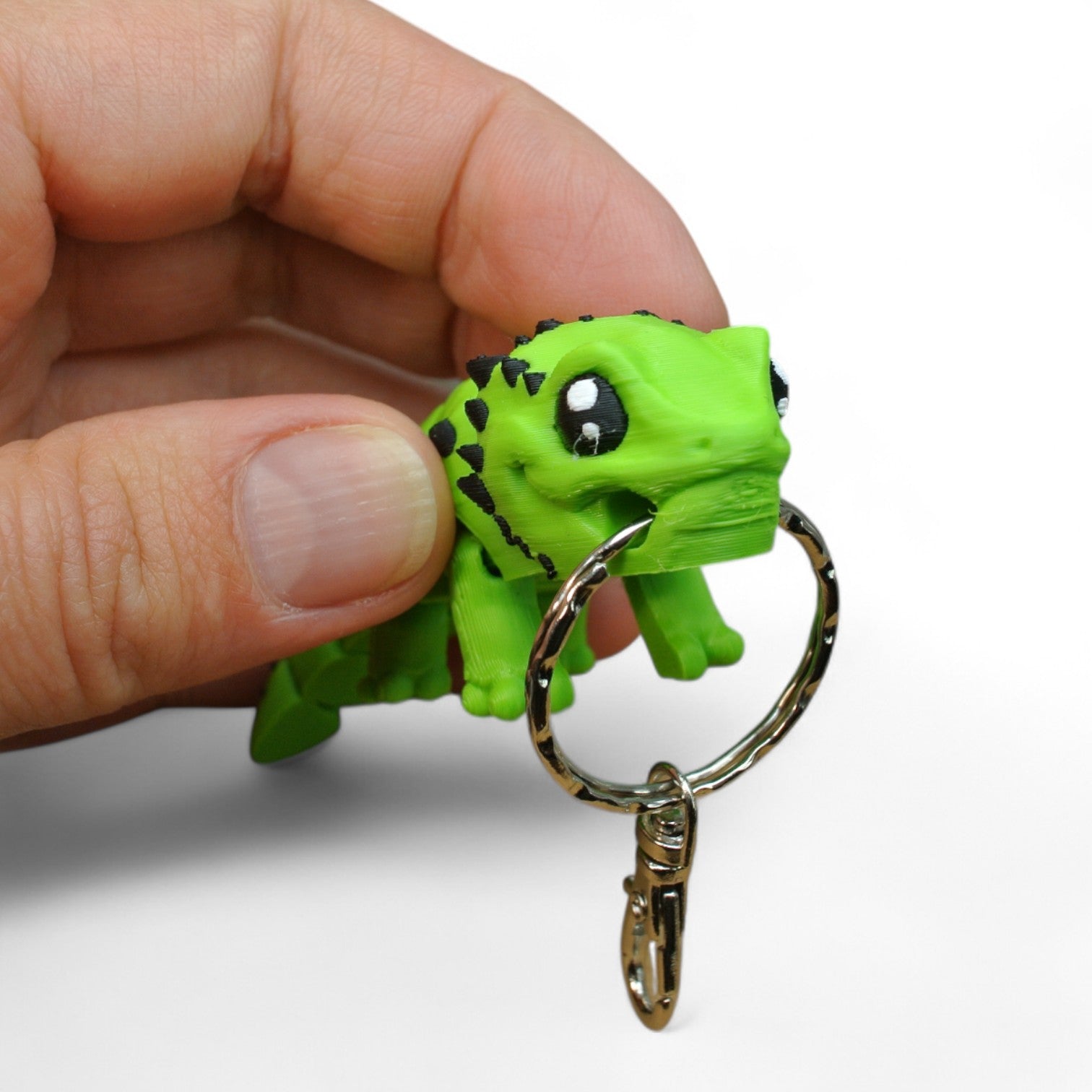Green Lizard 3D Printed Keychain – Flexi Animal Charm