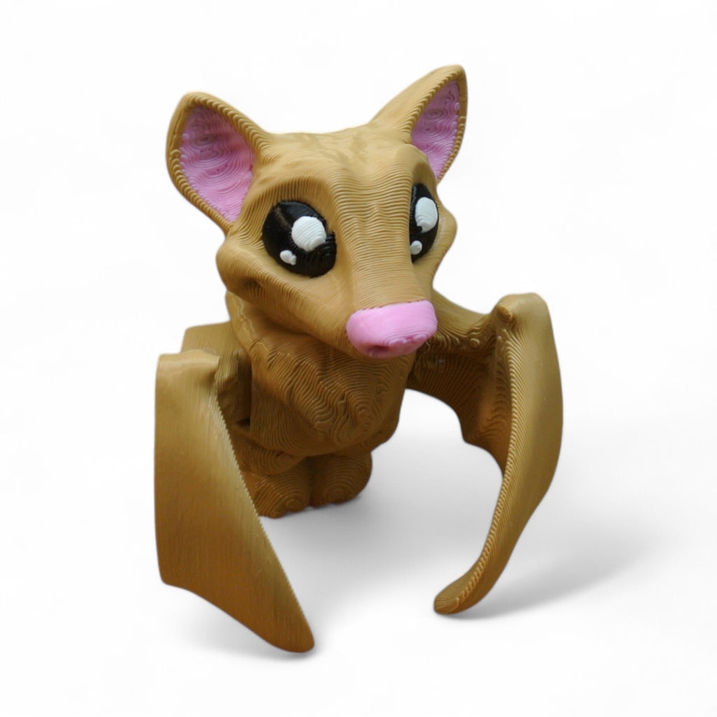 3D Printed Beige Bat Keychain – Articulated Bat Keyring & Backpack Charm