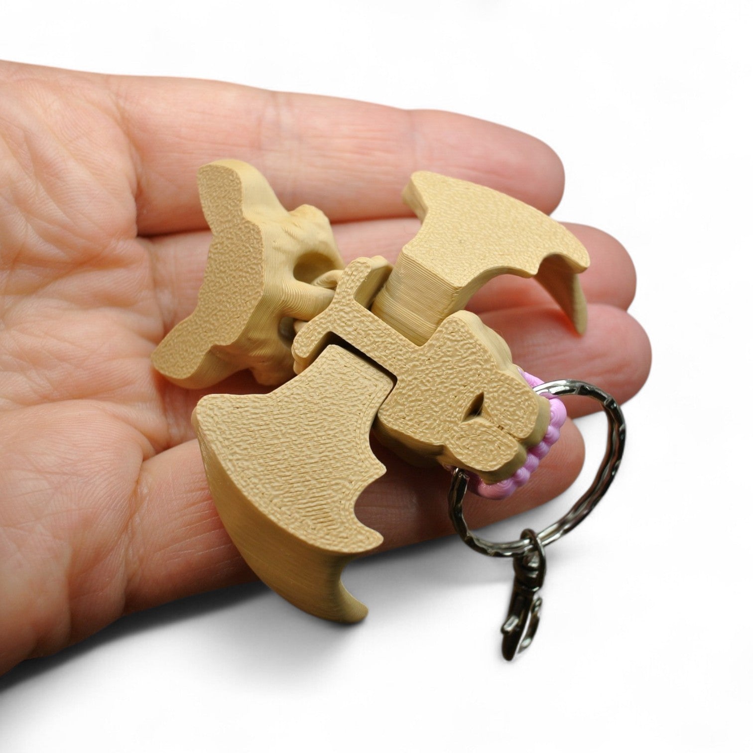 3D Printed Beige Bat Keychain – Articulated Bat Keyring & Backpack Charm