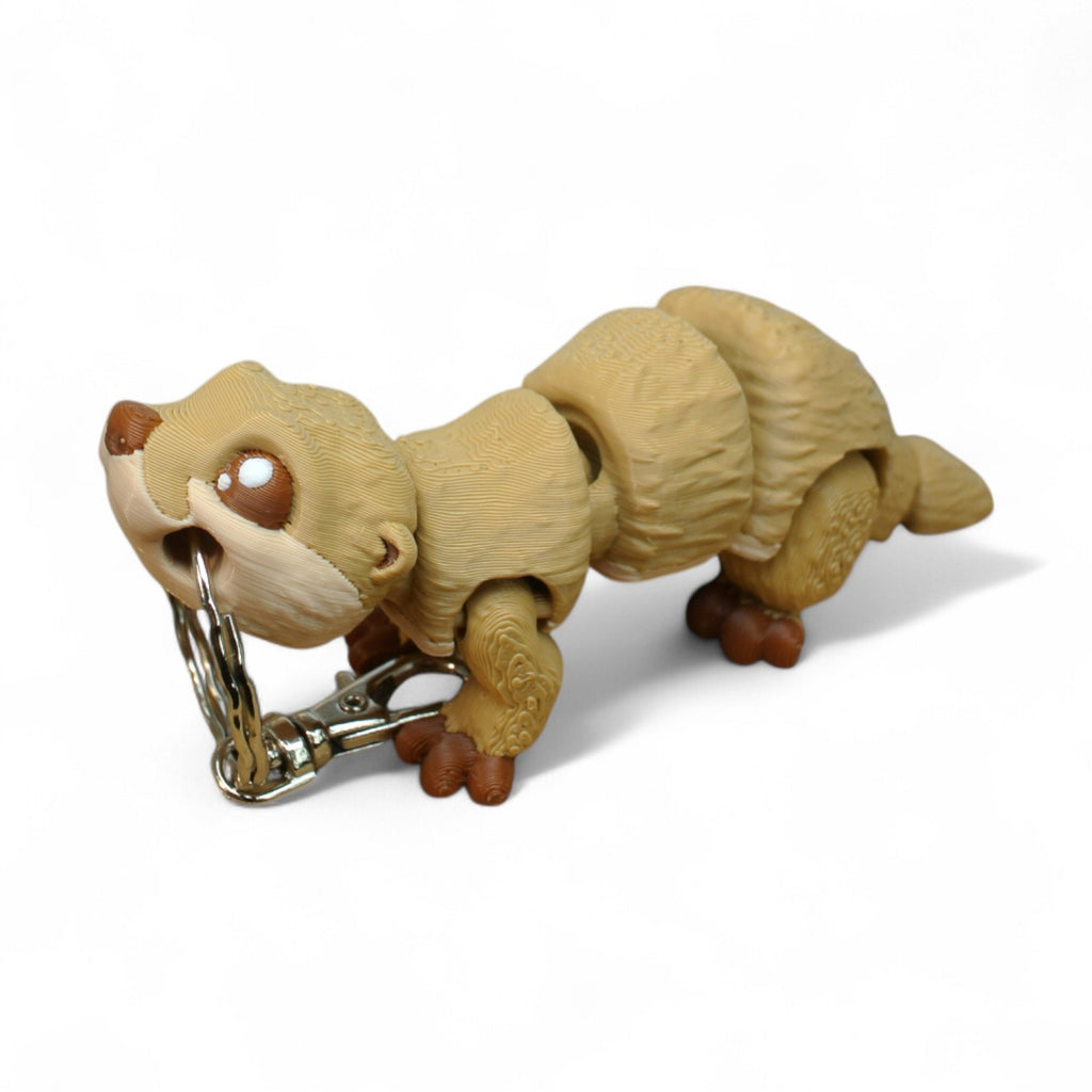 Beige Gopher Keychain – 3D Printed Articulated Animal Keyring