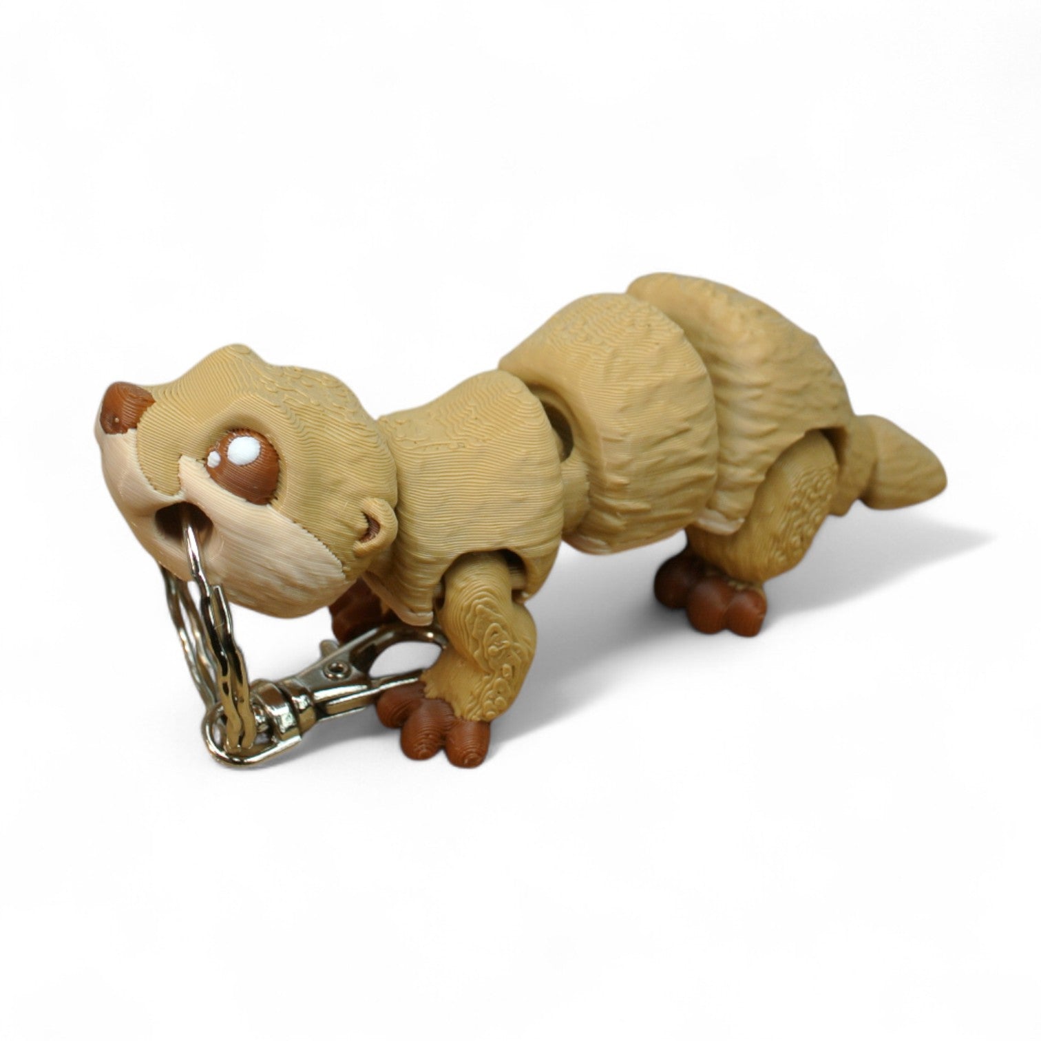 Beige Gopher Keychain – 3D Printed Articulated Animal Keyring