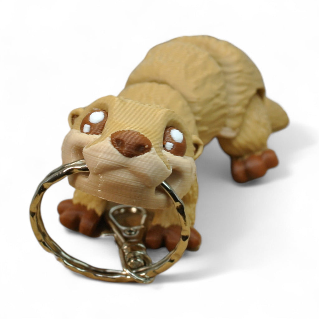 Beige Gopher Keychain – 3D Printed Articulated Animal Keyring