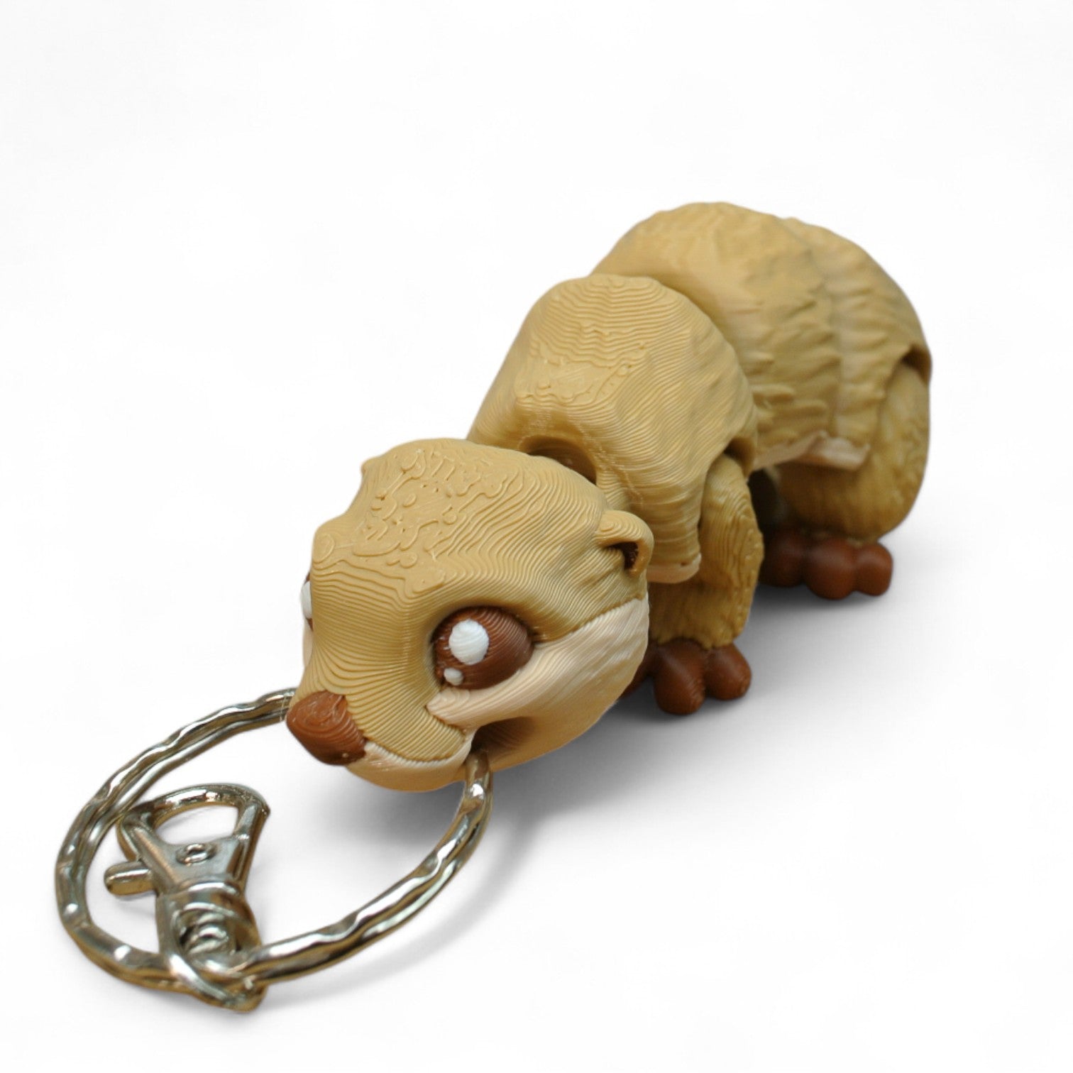 Beige Gopher Keychain – 3D Printed Articulated Animal Keyring