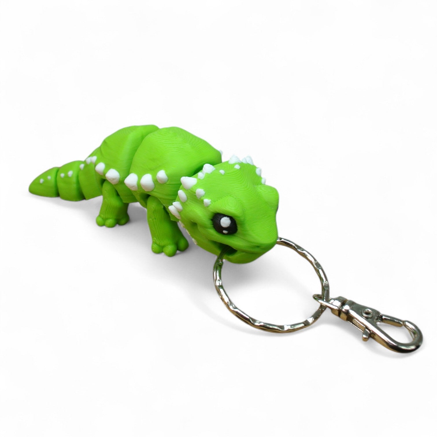 Green Lizard 3D Printed Keychain – Flexi Animal Charm
