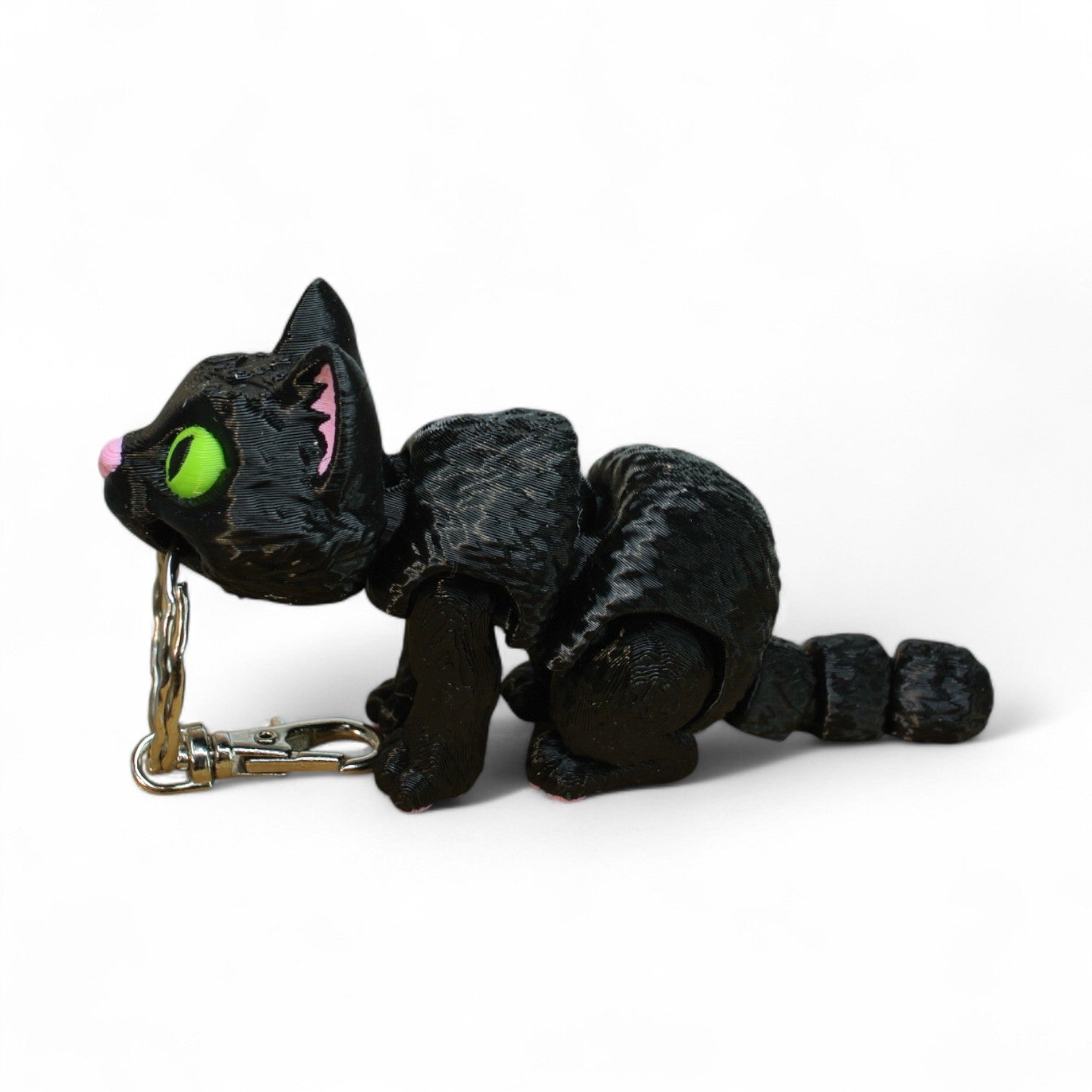 Black Cat Keychain – 3D Printed Articulated Cat Bag Charm