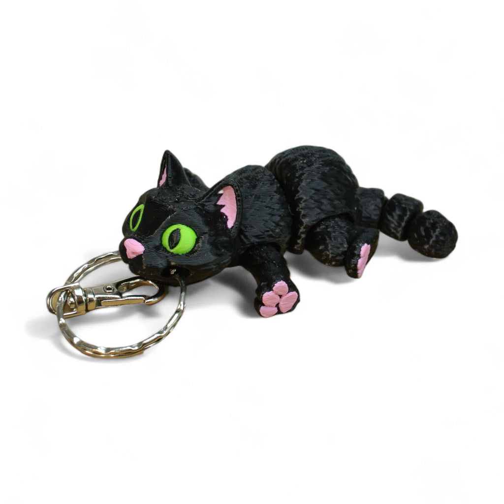 Black Cat Keychain – 3D Printed Articulated Cat Bag Charm