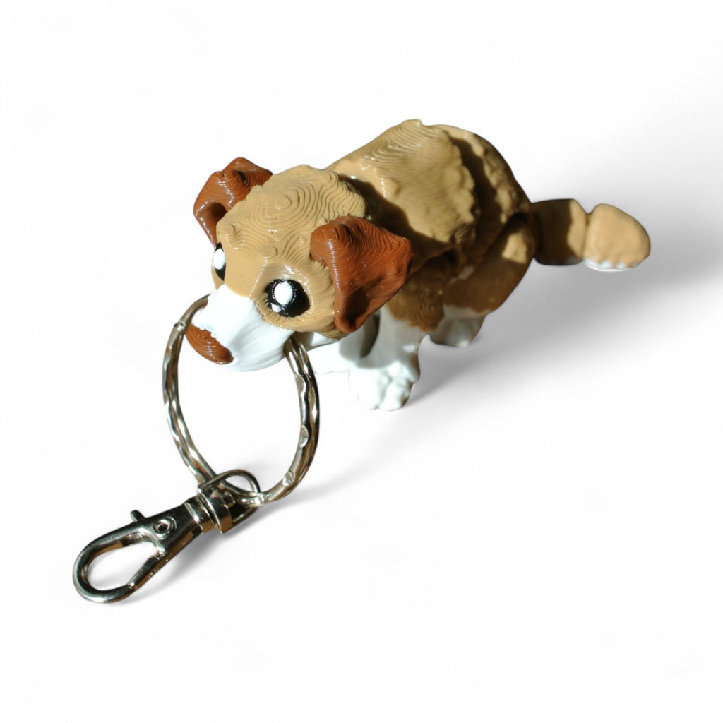 3D Printed Labrador Dog Keychain – Articulated Animal Keyring & Backpack Charm