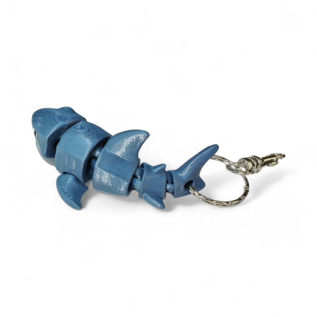 Blue Shark 3D Printed Articulated Keychain – Flexible Ocean Animal Charm