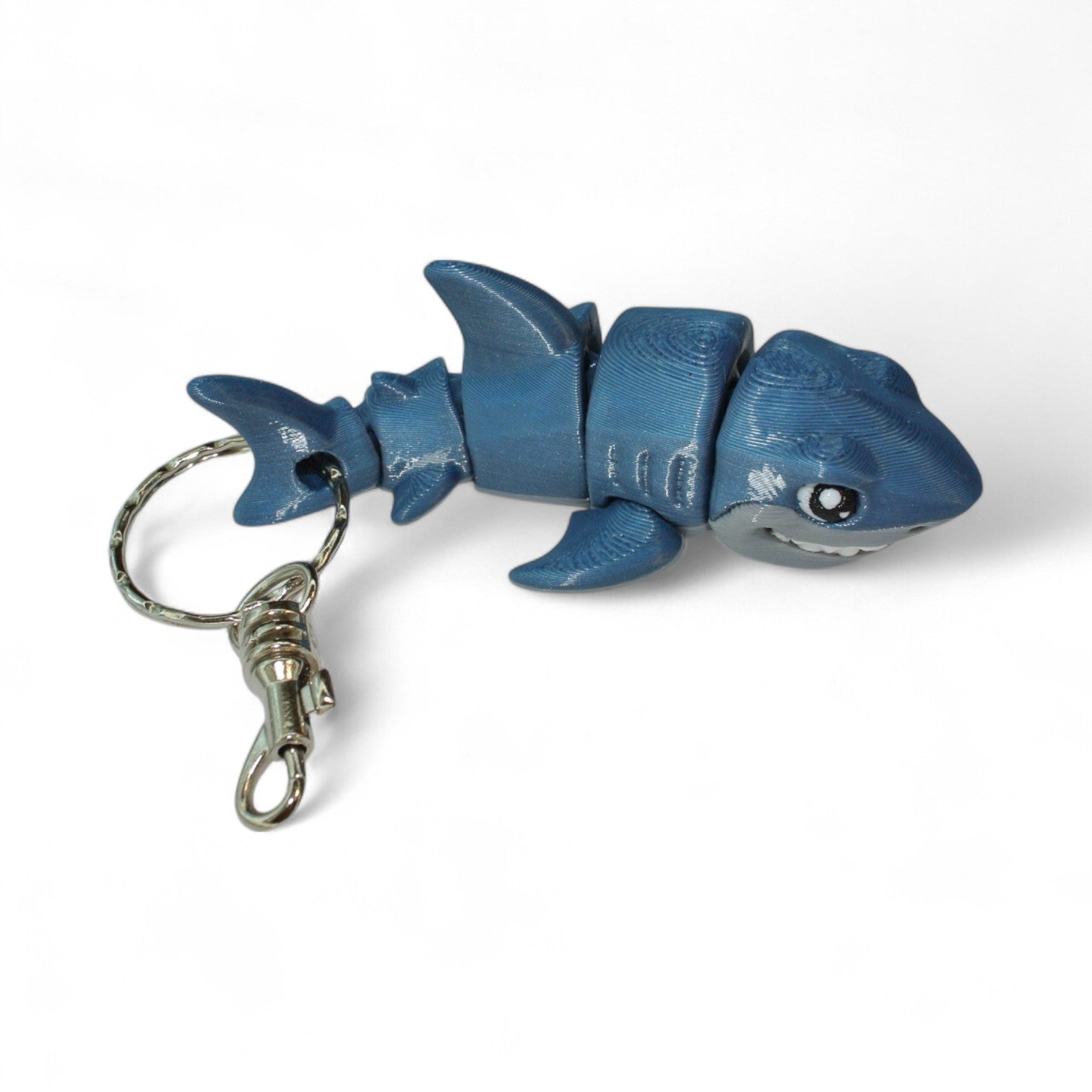 Blue Shark 3D Printed Articulated Keychain – Flexible Ocean Animal Charm