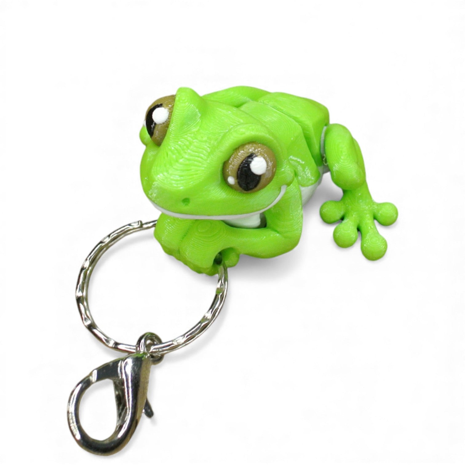 3D Printed Frog Keychain – Cute Articulated Animal Bag Charm