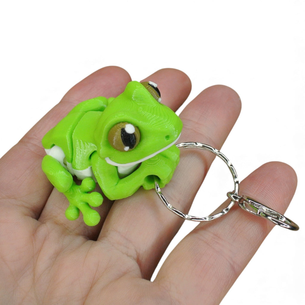 3D Printed Frog Keychain – Cute Articulated Animal Bag Charm