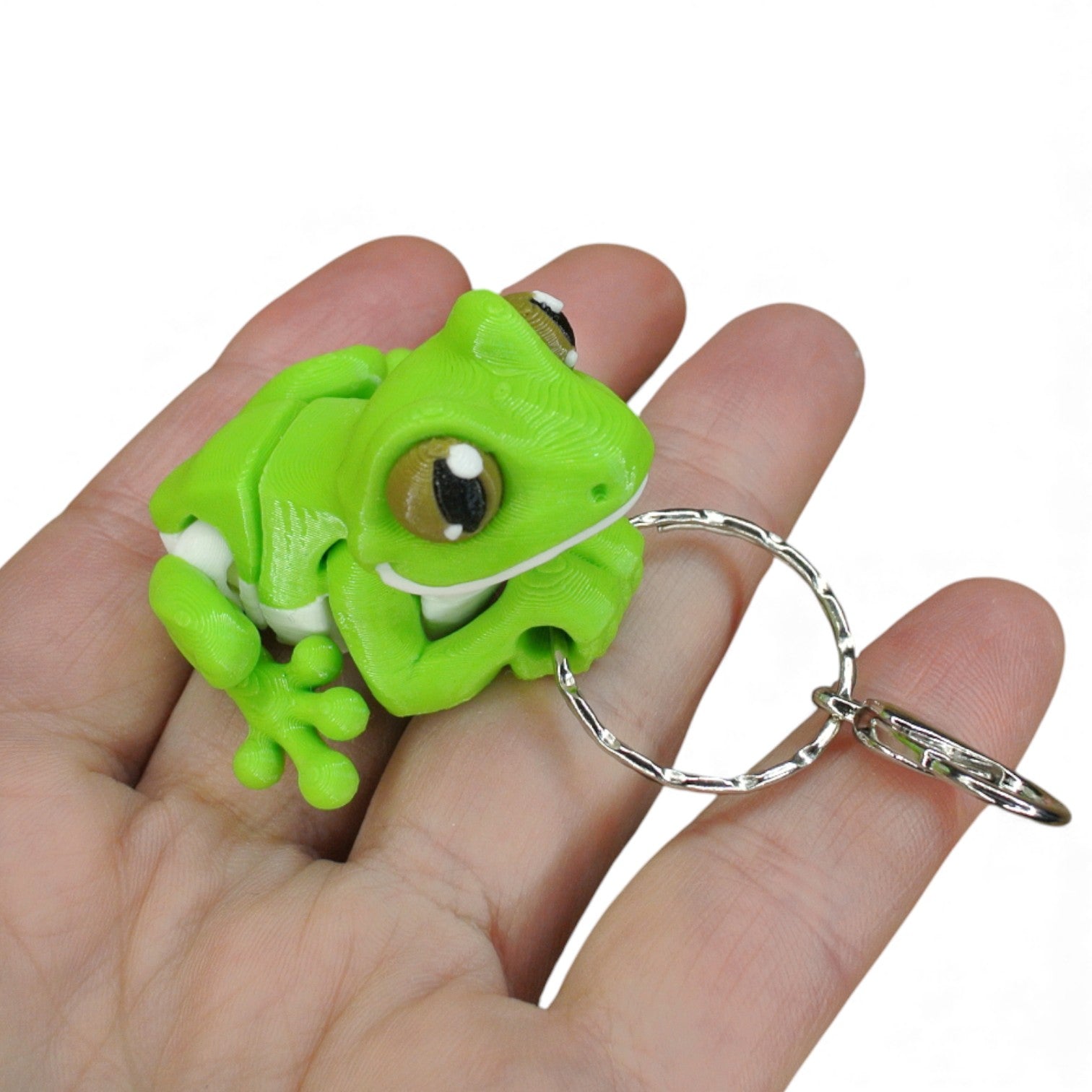3D Printed Frog Keychain – Cute Articulated Animal Bag Charm