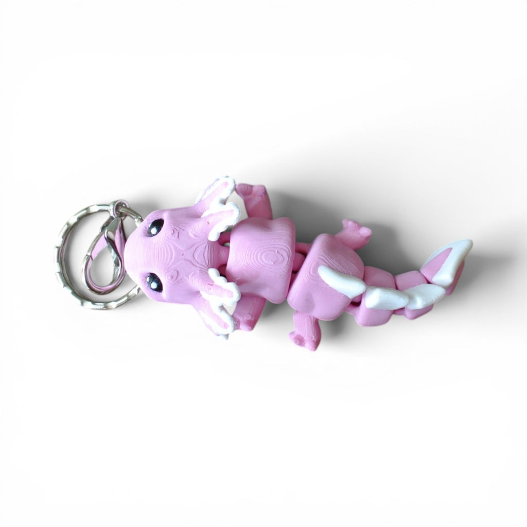 3D Printed Pink Axolotl Keychain – Articulated Cute Animal Charm