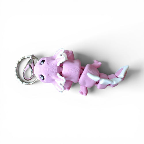 3D Printed Pink Axolotl Keychain – Articulated Cute Animal Charm
