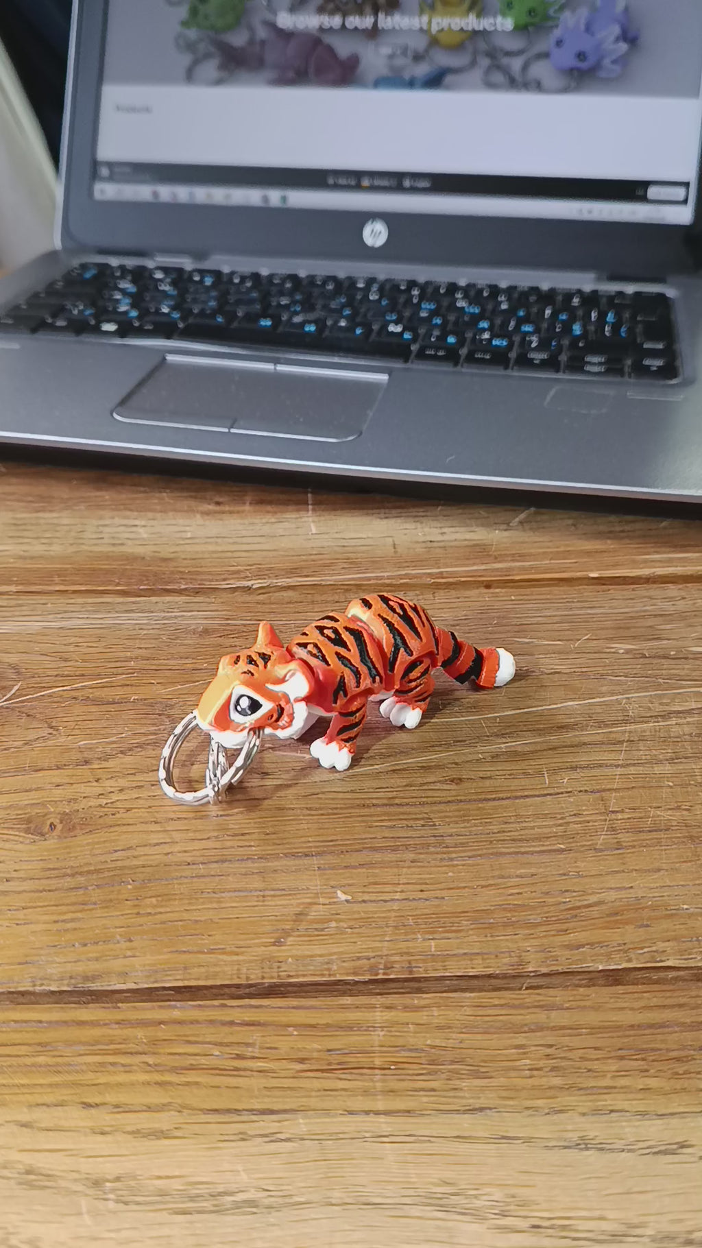Orange Tiger 3D Printed Keychain – Flexi Animal Charm