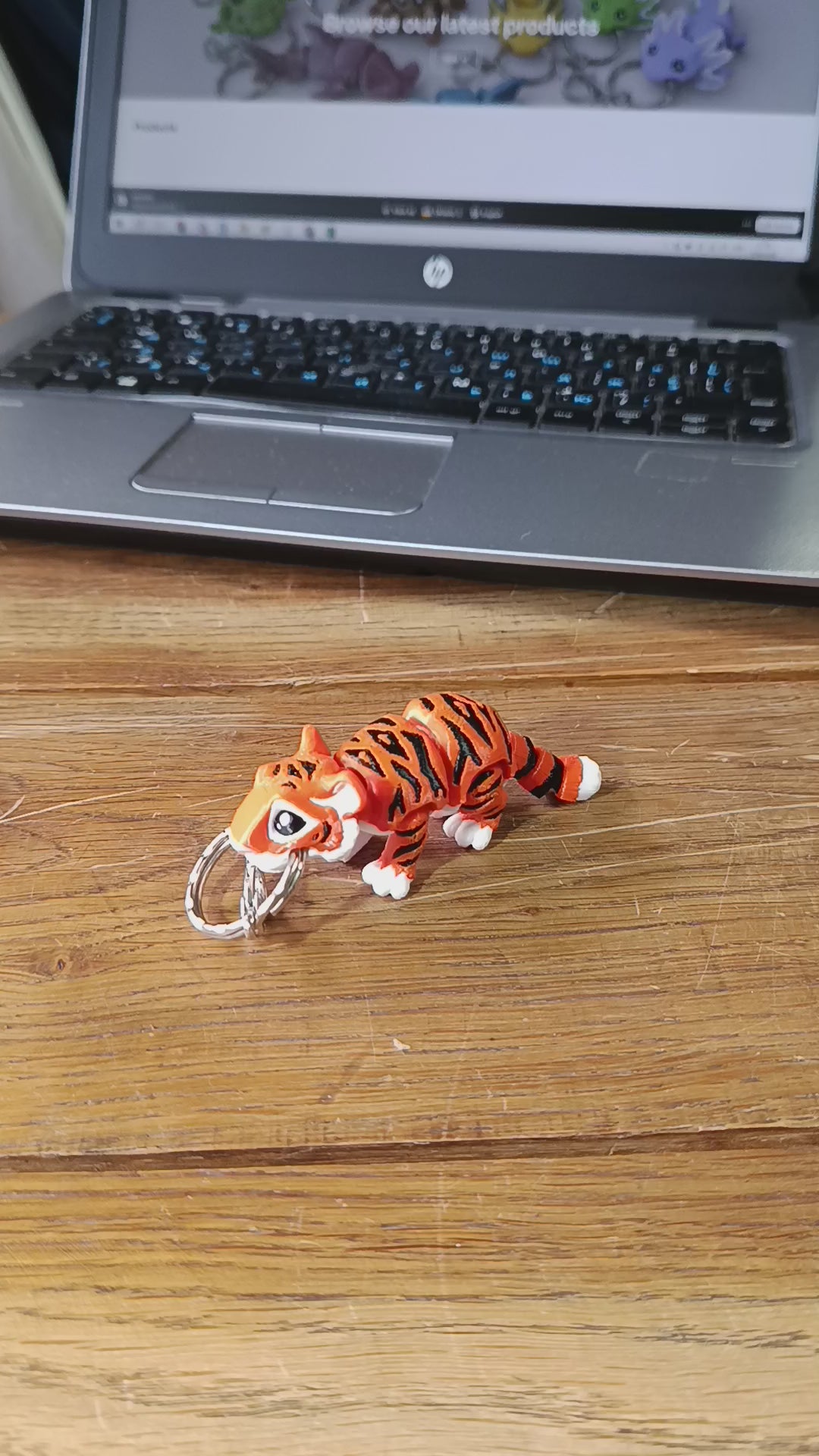 Orange Tiger 3D Printed Keychain – Flexi Animal Charm