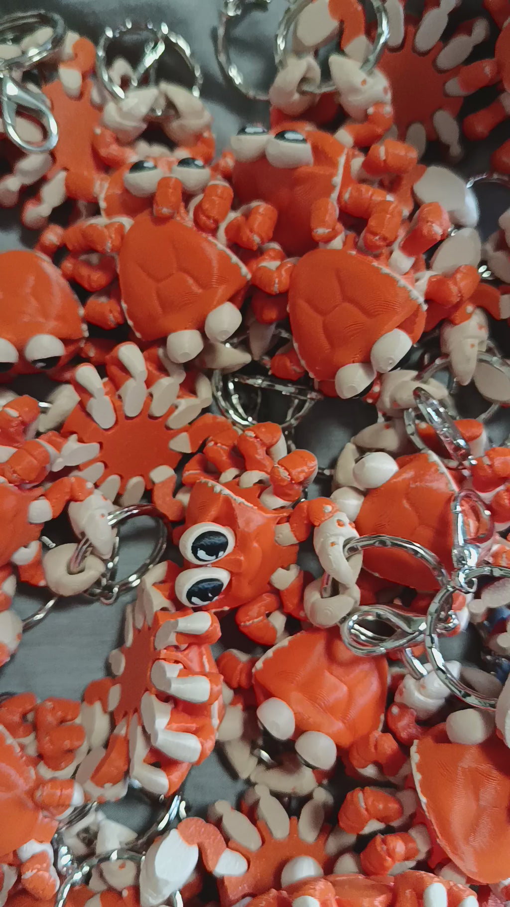 3D Printed Articulated Crab Keychain – Cute Sea Life Animal Bag Charm